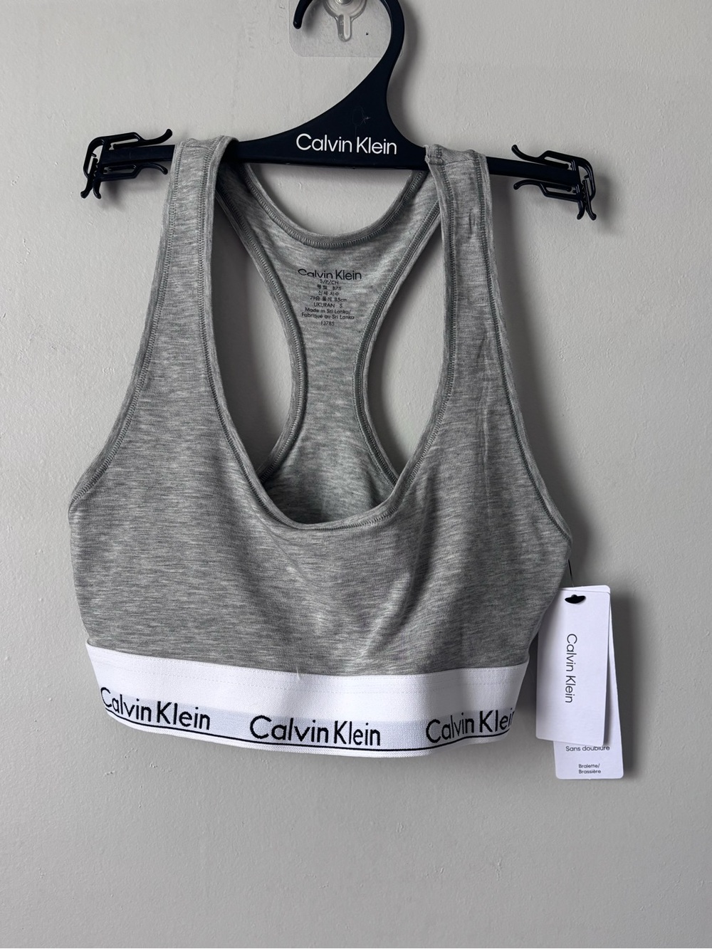 Calvin Klein Modern Cotton Unlined Racerback Bralette | Heather Grey - Picture 2 of 5